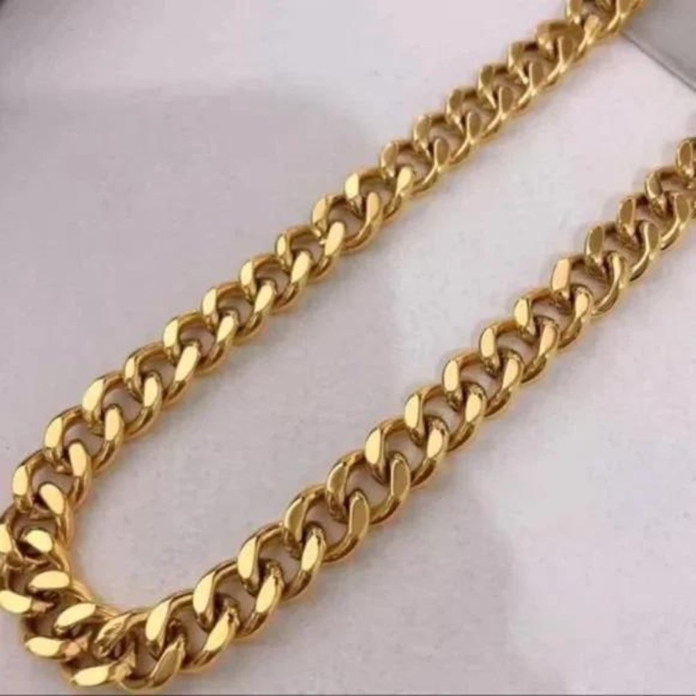 New Gold Plated Cuban Necklace, nice Necklace, cute Necklace - Picture 4 of 5